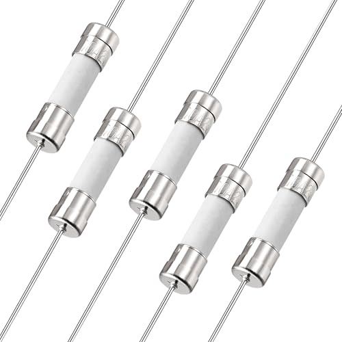 sourcing map 5 Stück Schnelle Sicherung Anschlussdraht Keramik Sicherungen 5mm x 20mm 250V F10A