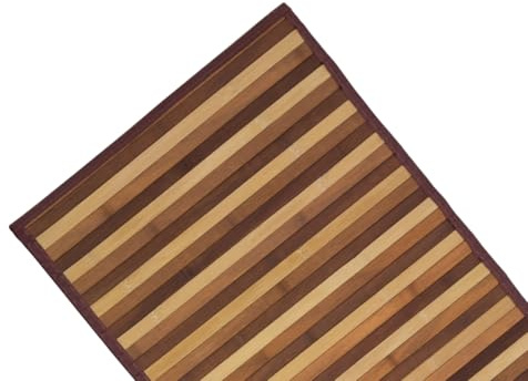 BIANCHERIAWEB Tappeto Bamboo Degradè Marrone Passatoia Cucina Antimacchia Bambù Antiscivolo Runner 50x290 Corsia Resistente