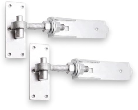 Infinity Decor Paire de charnières réglables avec crochet et bande galvanisées pour portail en bois, porte de garage, portail de jardin (20,3 cm)