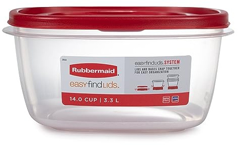 Rubbermaid Easy Find Lids Food Storage Container, 14 Cup, Red 2 Pack
