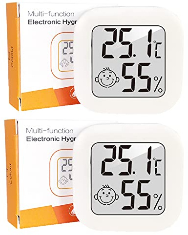 Lot Thermomètre Intérieur,LCD Mini Digital Thermometre Hygrometre Interieur, Haute Précision Petit Thermomètre d'intérieur Exterieur Mural Pour Maison, Chambre Bébé, Culture and Cave (2)