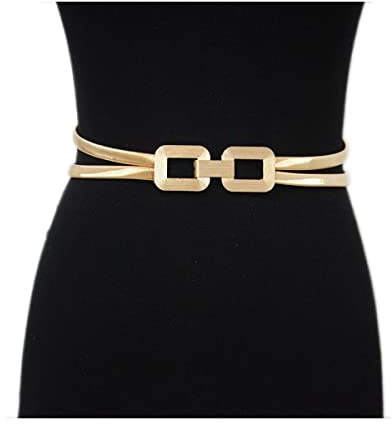 NOBRIM Damen Mädchen Skinny Metall Cinch Gürtel Goldbund Elastischer Taillengürtel Vintage für Damen Golden Dress Decor Taillengürtel