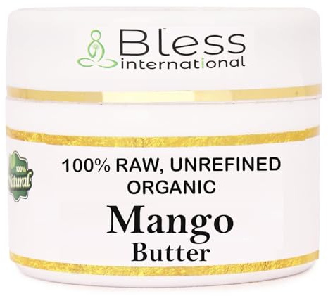 Beurre de mangue biologique brut 100% pur, naturel et non raffiné | Hydratant pour la peau, le corps et les cheveux | 230 g/8 oz Grade A Ivoire/Blanc | Crèmes, baumes, lotions, savons DIY | Adoucit la