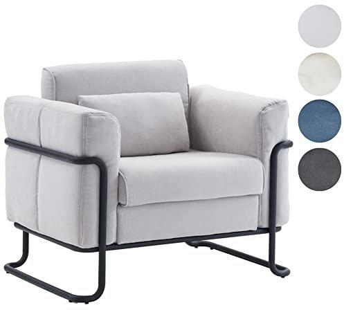 Mingone Sessel Sofa Couch Modern Design TV Sessel Wohnzimmer Einzelsofa Loungesessel Leinen Relaxsessel 1 Sitzer mit Metallbeinen bis 150kg，Hellgrau