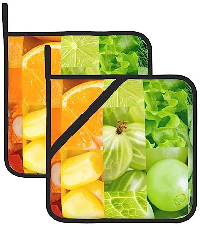 Topflappen für Lebensmittel, zum Nähen, Bilder, bedruckt, heiße Pads, hitzebeständig, rutschfest, Topflappen für Küche, Backen, Kochen, Grillen, 2 Stück