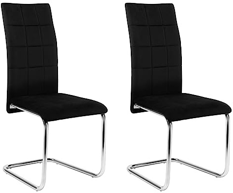 Lestarain Set di 2 Sedie Sala da Pranzo, Sedie da Cucina Imbottite, Sedie Ergonomiche senza Braccioli, Gambe a Slitta, per Soggiorno, Camera da letto, Ufficio, in Velluto, Nero, LCNI117002-2