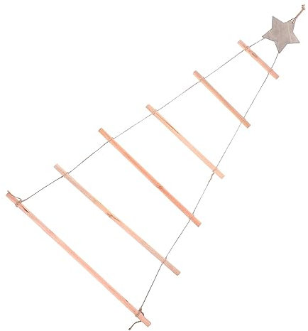 MAGICLULU Holz Wand Hängeleiter für Weihnachtsbaum mit Schnur Astaufhängung für Weihnachtsdeko Praktischer Baumhaken aus Holz