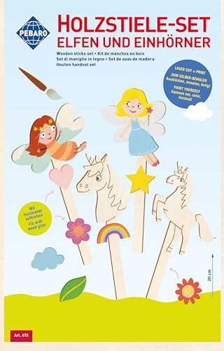 Pebaro Set di 475 steli in legno con taglio laser e unicorni, fai da te in legno, con carta vetrata, pronta da usare, idea regalo