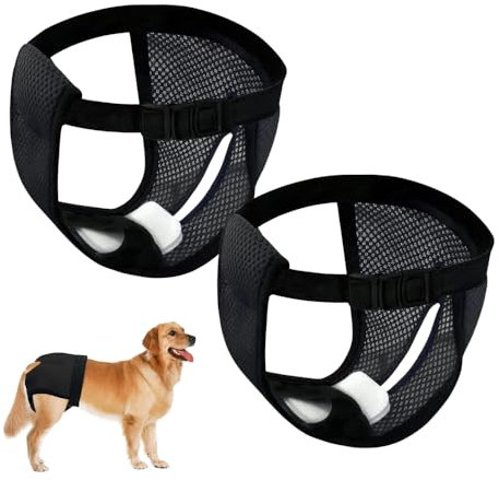 HIOQFR 2 Pack Hundehöschen Läufigkeitshose für Hündinnen L Hunde Periode Hose Unterhose Hundehosen bei Läufigkeitshöschen Waschbare Hundewindeln Schutzhose Hündin Schutzhöschen mit 6 Damenbinden