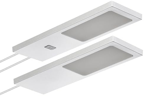 SOTECH 2er Set LED-Möbelleuchte GIULIA II 2700K warmweiß silbergrau | mit/ohne Sensor inkl. Trafo & Verteiler Unterbauleuchte Schrankleuchte Vitrinenbeleuchtung