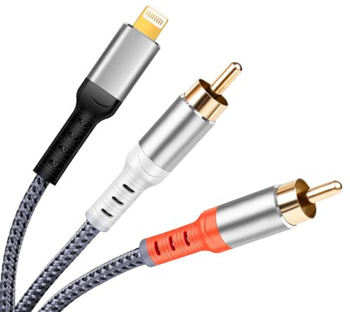 Rliwov 【MFi Certified】 Compatible with Lightning to RCA Cable Audio Aux Adapter, 4FT iOS to 2RCA Cable HiFi Stereo Y Splitter for i-Phone, i-Pad, i-Pod, Amplifiers, Theater, Car and Speaker