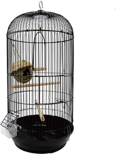 DLAZUM Professioneller Vogelkäfig für Haustiere, Vogelträger, Gartendekoration, runder Vintage-Vogel mit Haken zum Aufhängen, Metallpapagei, Star, luxuriöser Taubenkäfig, ausziehbares Chassis, leic