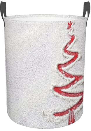 Winter Large Laundry Hamper with Handles,Tree Top Close up Zigzags,Portable Clothes Hamper for Dorm Room,Bathroom,Bedroom, Hamper for Toys, Closet, Clothing,Pearl