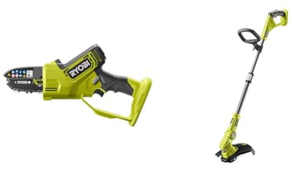 RYOBI - Élagueur à main 18V - Brushless/moteur sans charbons - guide 10 cm - 6 m/s & Coupe-bordures/dresse-bordures 18 Volts ONE+ - Ø 25-30 cm (sans batterie) - OLT1832
