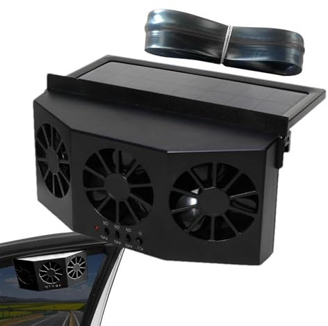 Generic Quiet 3-Outlet Solar Car Exhaust Fan - Black, Solar Powered, Window Mount, Eco-Friendly
