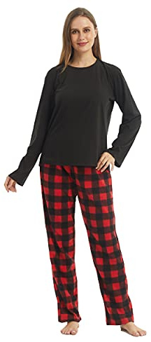 BEGIANT Ensemble Pyjama Femme Hiver en Polaire Doux Pyjama Chaud 2 Pièces Manches Longues à Carreaux Vêtement de Nuit Confortable pour Dormir Relaxation à la Maison