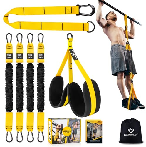 COFOF Klimmzughilfebänder, robuste Klimmzug-Widerstandsbänder mit verstellbarem Widerstand und Höhe mit Zwei stabilen Fußstützpedalen, Unterstützung für Anfänger beim Klimmzugtraining