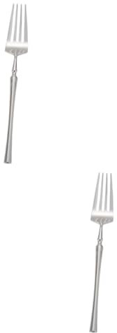 Amosfun 2pcs European Small Waist Stainless Steel Forks Mirror Polished Dining Forks for Steak Buffet Barbecue and Fruit