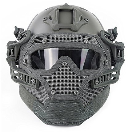 ANSNOW Pj Fast Helm Airsoft Paintball Schutzhelm Vollgesichtsmaske Molle Mesh Atmungsaktive Schutzbrille Für Militär Cs Paintball Schießen, Jagen, Radfahren, Motorradfahren, Outdoor-Sport/Grau
