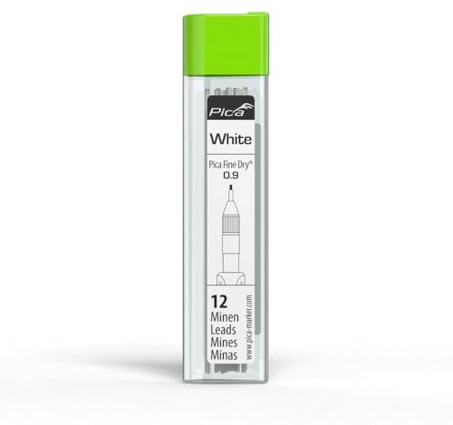 Pica Fine Dry Ersatzminenset 7032 I weiß 0,9 mm I für fast alle Oberflächen I für Präzision ohne Anspitzen, passend für Pica Fine-Dry 7070 I 12 Minen