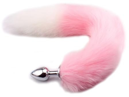 KUAIQI Fuchsschwanz Analplug,konische Spitze,Rosa | Edelstahl Analplug mit Fuchsschwanz ButtPlug, Erotik Fuchs Tail Analplug Cosplay,SM Sexspielzeug
