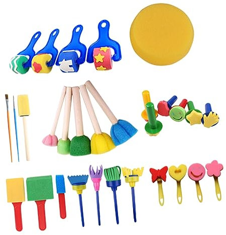AUTSUPPL 30stücke Schwammstempel Set Für Junge Mädchen Malschwamm-Werkzeuge DIY Zeichnungstift Set Aus Hochwertigem Material Ohne Geruch