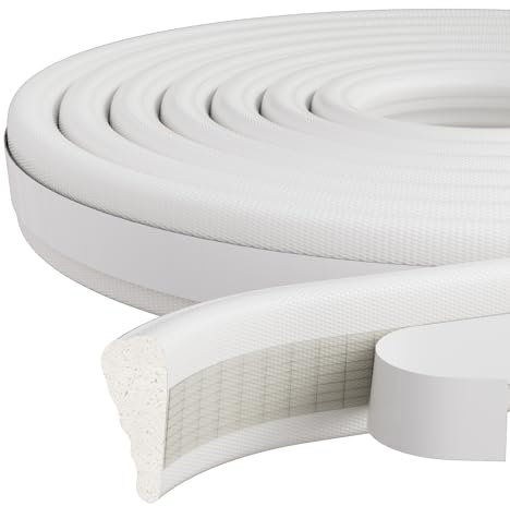 ESUFEIR Mousse Joint de Porte et Fenetre Isolation Anti Froid, Joint de Porte Isolant Phonique Blanc 5m x 9mm