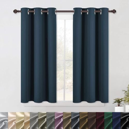 WUXXIANG Tende per Interni Oscuranti 90 x 195 cm Soffice, Drappo Classico, Elegante, Tenda Oscurante con Occhielli, Decorazione Moderna, per Cameretta Balcone, Blu Scuro