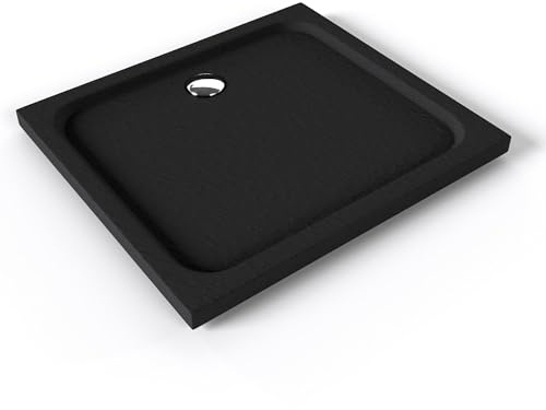 SHIMMER STONE Receveur de douche 80 x 90 cm acrylique Noir effet pierre + bonde et siphon inclus - Salle de bain