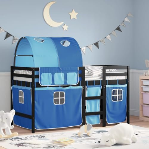 Xichuzi hochbett mit Tunnel Blau 80x200 cm Massivholz Kiefer, Bett, Jugendbett, Schlafzimmer Bett, Bed Frame - 3283842