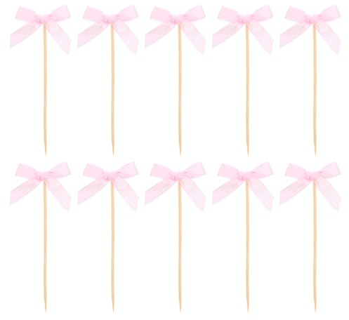 BESPORTBLE Stitch Cake Topper Cupcake Toppers Decorations Party Lilo And Edible Pink Bow Cocktail Picks Bowknot Dessert Mini 20pcs Bows Sticks Toothpicks Elegant Fabric Decorating Kit Multi-Functional