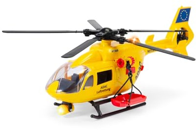 Dickie Toys - ADAC Rettungshelikopter Airbus H145 (36 cm) - großer Hubschrauber mit Aufzieh-Propeller, Seilwinde, Licht & Sound, Spielzeug-Helikopter für Kinder ab 3 Jahre, inkl. Batterien