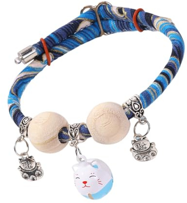 Cat Collar Cedar-Bead Pet Cat Collar | All-Day Wear Animals Adjustable Necklace Aesthetic for Photography Training Travel Walking Holiday Yard