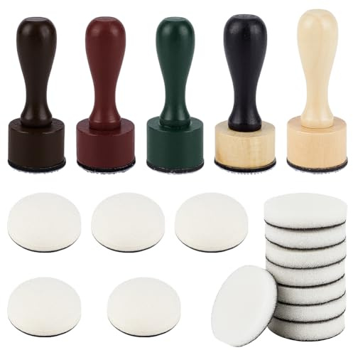 BENECREAT 20-pack mixningsverktyg med bläckfärger, 5 st miniapplikatorverktyg, 10 st platta runda och 5 st steriska runda ersättningsskumdynor för gummistämpling och scrapbooking