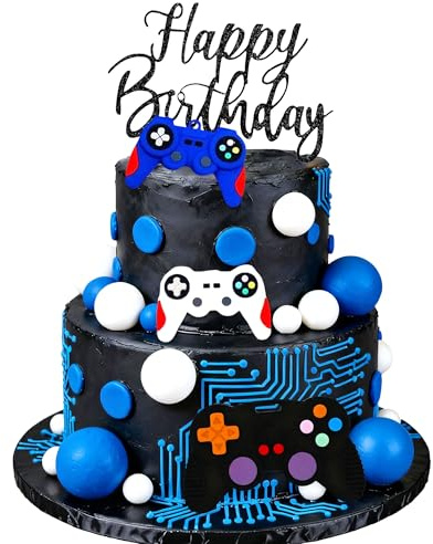 LaVenty Videospel Cupcake Toppers Huvudset Tårtdekoration Våffelpapper Gaming Tårtdekoration Videospel Födelsedag Tårtdekoration Baby Shower Pojkar Födelsedag Fest Tårtdekoration