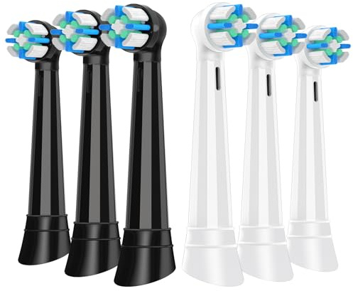 Recambio Cepillos Compatible con Oral B IO Cepillos Eléctrico, Cabezal redondo Compatible con Oral B IO 2/3/4/5/6/7/8/9/10 Para dientes limpios (6 Negro/Blanco)