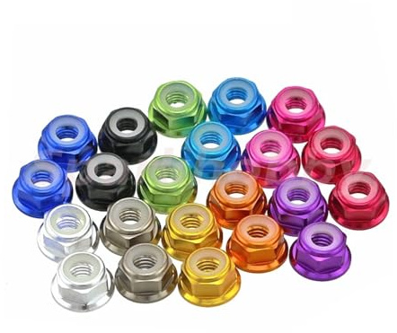 Sicherungsmuttern, 20 Stück M5 CW CCW Aluminiumlegierung Flansch Nylon Sicherungsmuttern Selbstsichernde Muttern Anti-Verlier-Sicherungsmuttern for RC-Modellteile(CCW Blue)