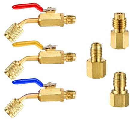CashMuch Lot de 6 robinets à boisseau sphérique compacts à 45 degrés pour l'entretien de climatisation automobile avec R12 R22 R13