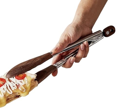 Salladstång, 30 cm värmebeständigt låsande verktyg, trä grilltång, för sallad grill bröd rostat bröd pasta buffé fisk restaurang picknick