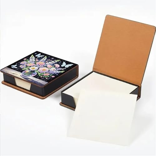 Flower Diamond Painting Kit Note Box,Vase Diamond Art Memo Paper Storage Box,Sticky Note Holder Diamond Art,Diamond Painting Memo Pad For Office Desk.