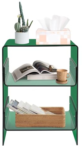 Acryl Beistelltisch, Nachttisch Tisch Transparenter Beistelltisch Couchtisch Sofatisch mit 30x45x58cm 3-stöckig Transparent U-Form Acrylplatten für Schlafzimmer Wohnzimmer Büro Flur Eingangsbereich
