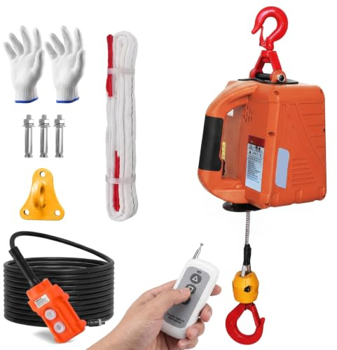 3-in-1 Electric Winch, 500 kg Load, 1500W Electric Hoist Winch with Remote