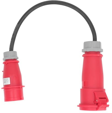 Aurikall Spina impermeabile IP44 per cantieri edili, giardino e uso esterno - Adattatore CEE da 32 A femmina a 16 A maschio connettore cavo di alimentazione a 5 pin - Compatibile da 220 V