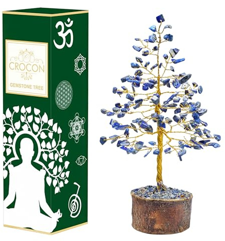 Crocon® Lapis Lazuli Crystal Tree of Life Crystals for Birthday gift for him Positive Energy, Dad birthday gifts, Sister & Grandma Good luck presents for men | Home decor house warming gift new home