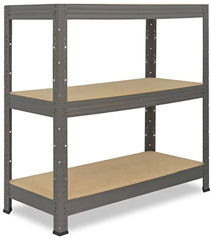 shelfplaza Pro 90x80x40cm Schwerlastregal grau mit 3 Böden x 200kg | Kellerregal · Lagerregal · Metallregal · Regale für Kellerraum · Steckregal · Abstellraum Regal