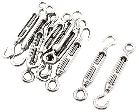 Aexit 10PCS Silver Tone Stainless Steel Hook Eye Turnbuckle for 4mm 1/8 Inch Wire Rope (62d94a73dc5d544208c242a866a74f99)