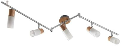 Lindby Deckenlampe Glas, Holz Deckenstrahler schwenkbar und drehbar 5x E14 max. 5W ohne Leuchtmittel Deckenleuchte Deckenspot Spot Strahler