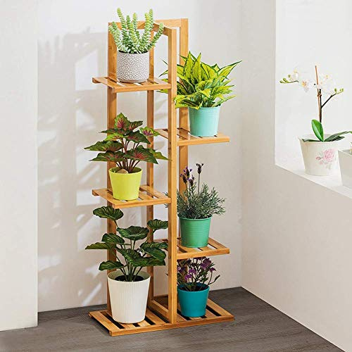 Bambus Blumenregal 5 Ebenen 45x22x103cm | Pflanzenständer, mehrschichtiges Design, robustes Naturmaterial, für Balkon Wohnzimmer Garten, standfestes Möbelstück
