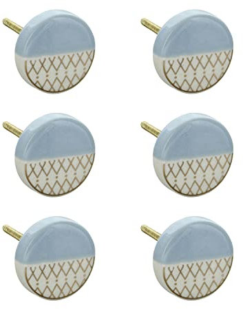 G Decor England 6er Set Grau Keramik Türknäufe Schrankgriffe für Schränke, Schubladen und Kommoden - Dekorative Schubladenknöpfe für Wohnzimmer, Badezimmer, Küche