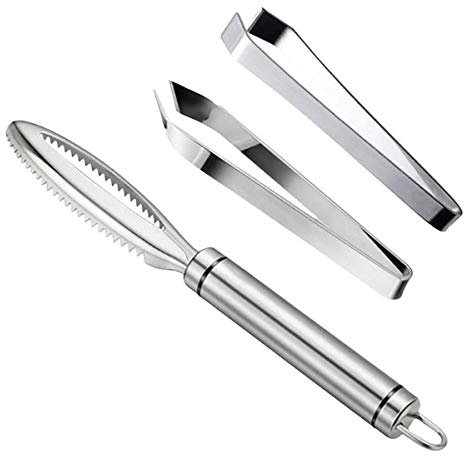 Fischentschupfer 304Edelstahl Fischschuppen Entferner Küchenhelfer Profi Fisch Entschupper Fischschaber Flache Schräge Grätenzange